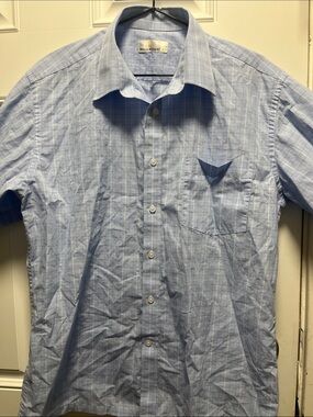 Light Blue Check Short-Sleeve Button-Down Shirt